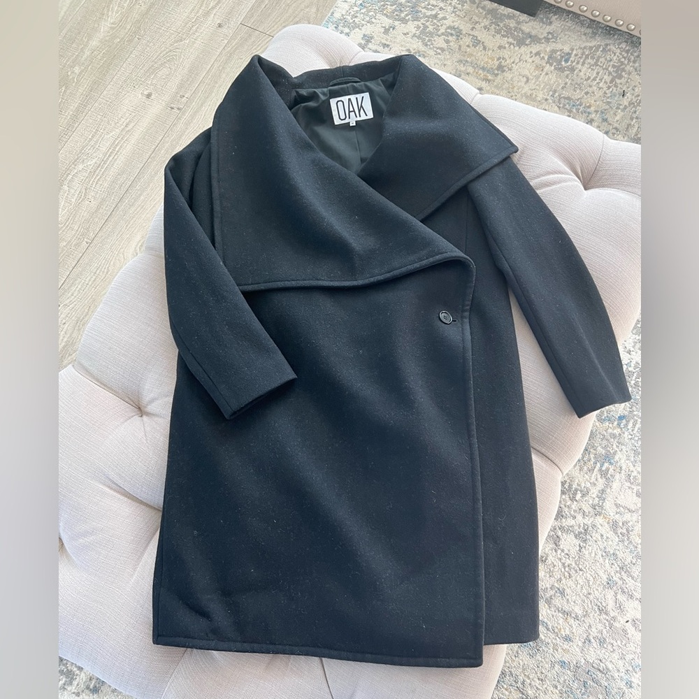 OAK Black Long Trench Coat Size M